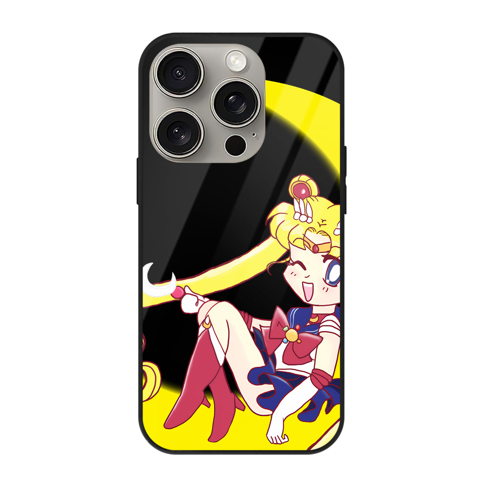 （画像用） 美少女戦士セーラームーン 月野 うさぎ つきの うさぎ Sailor Moon Tsukino Usagi 【iPhone15Pro対応】スマホケース 耐衝撃＆黄変防止 背面ガラス