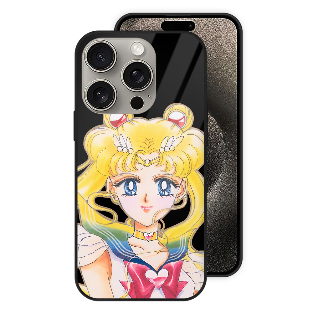 （画像用） 美少女戦士セーラームーン 月野 うさぎ つきの うさぎ Sailor Moon Tsukino Usagi 【iPhone15Pro対応】スマホケース 耐衝撃＆黄変防止 背面ガラス