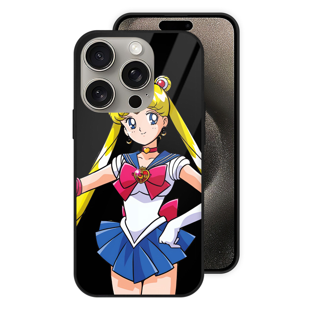 （画像用） 美少女戦士セーラームーン 月野 うさぎ つきの うさぎ Sailor Moon Tsukino Usagi 【iPhone15Pro対応】スマホケース 耐衝撃＆黄変防止 背面ガラス