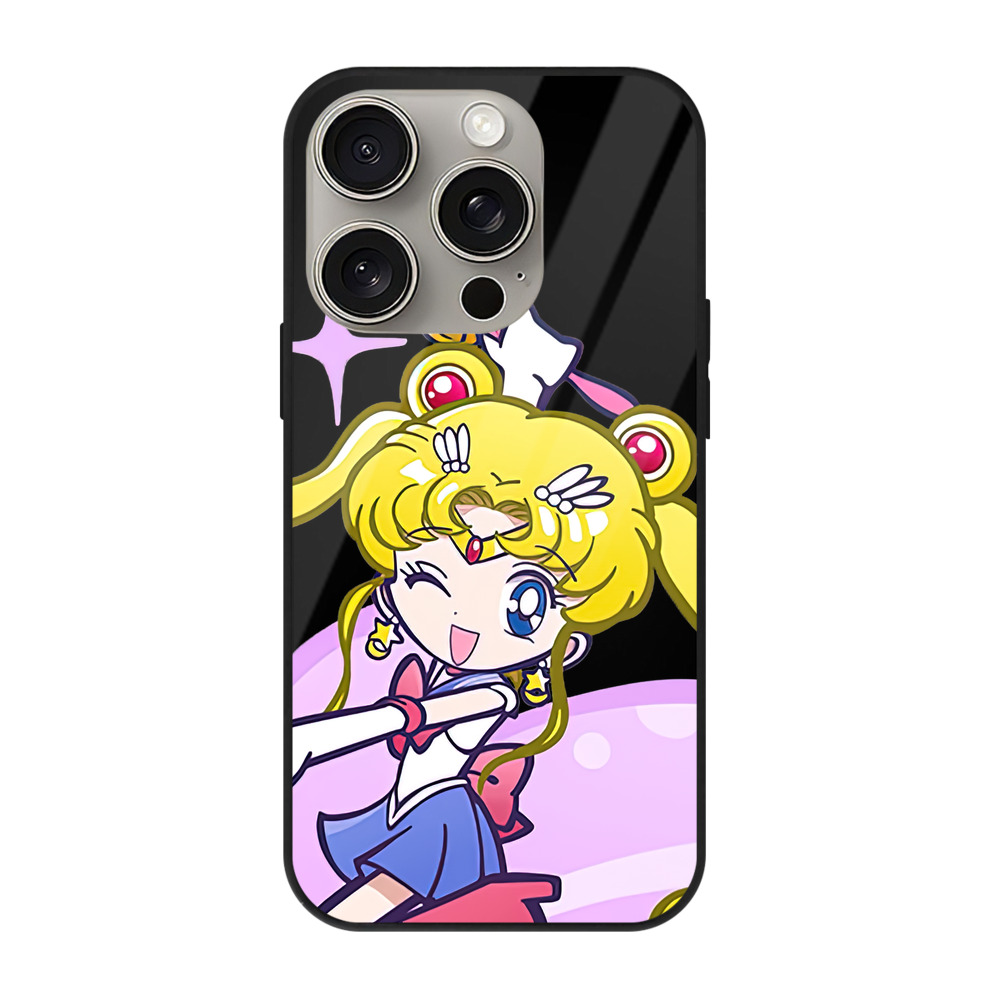 （画像用） 美少女戦士セーラームーン 月野 うさぎ つきの うさぎ Sailor Moon Tsukino Usagi 【iPhone15Pro対応】スマホケース 耐衝撃＆黄変防止 背面ガラス