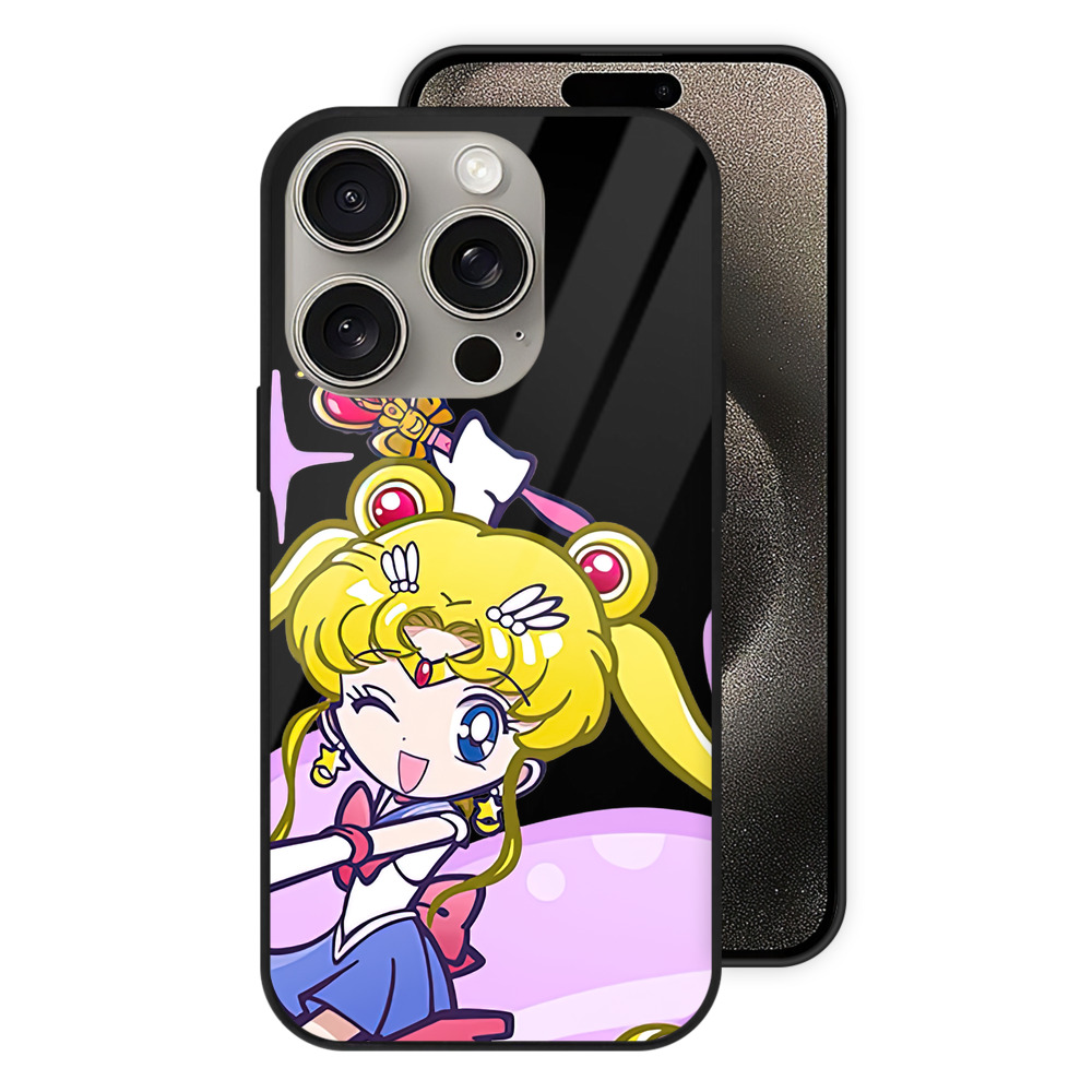 （画像用） 美少女戦士セーラームーン 月野 うさぎ つきの うさぎ Sailor Moon Tsukino Usagi 【iPhone15Pro対応】スマホケース 耐衝撃＆黄変防止 背面ガラス