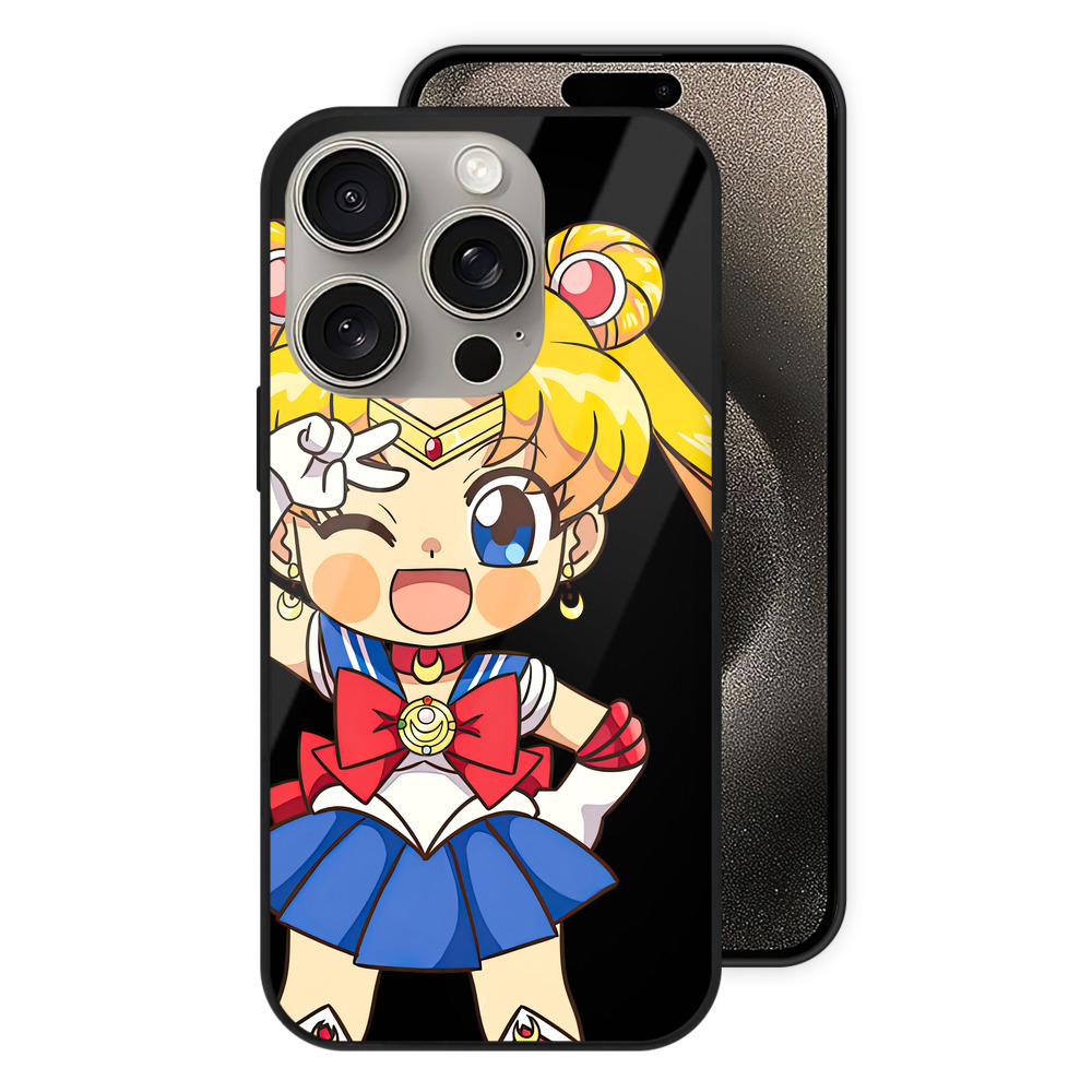 （画像用） 美少女戦士セーラームーン 月野 うさぎ つきの うさぎ Sailor Moon Tsukino Usagi 【iPhone15Pro対応】スマホケース 耐衝撃＆黄変防止 背面ガラス
