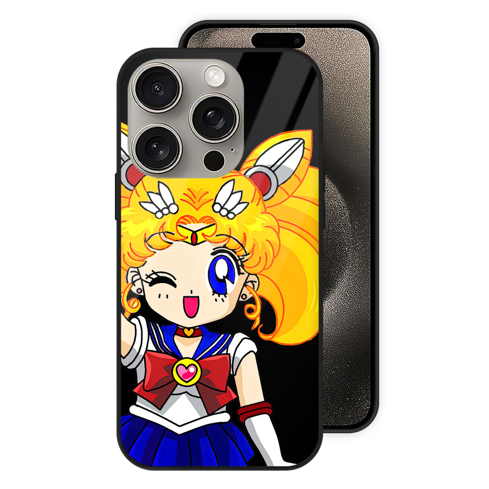 （画像用） 美少女戦士セーラームーン 月野 うさぎ つきの うさぎ Sailor Moon Tsukino Usagi 【iPhone15Pro対応】スマホケース 耐衝撃＆黄変防止 背面ガラス