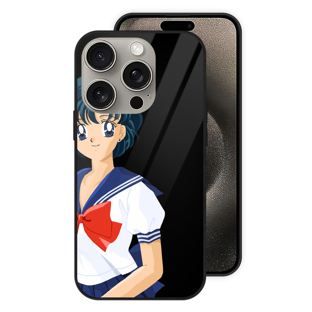 （画像用） 美少女戦士セーラームーン 水野 亜美 みずの あみ Sailor Moon Mizuno Ami 【iPhone15Pro対応】スマホケース 耐衝撃＆黄変防止 背面ガラス