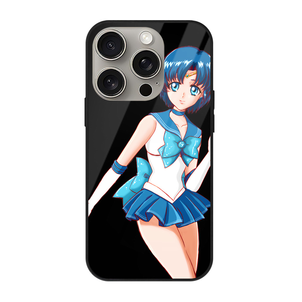 （画像用） 美少女戦士セーラームーン 水野 亜美 みずの あみ Sailor Moon Mizuno Ami 【iPhone15Pro対応】スマホケース 耐衝撃＆黄変防止 背面ガラス