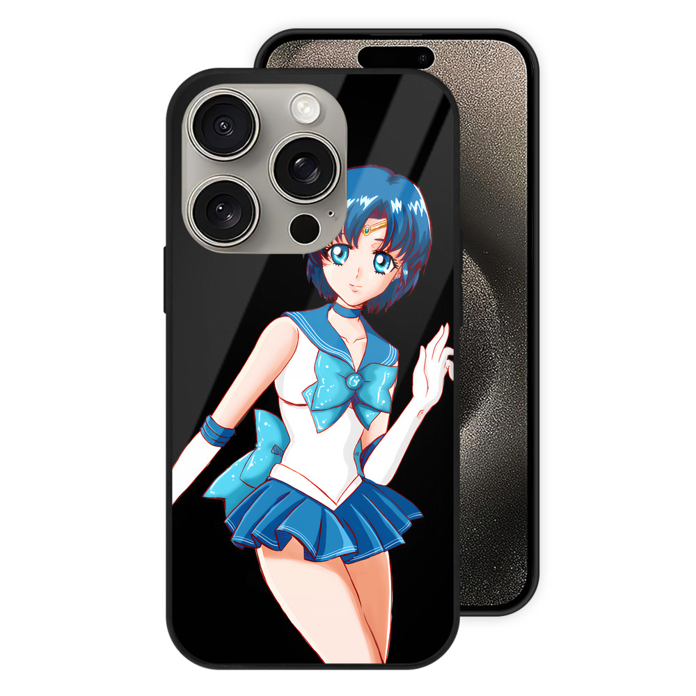 （画像用） 美少女戦士セーラームーン 水野 亜美 みずの あみ Sailor Moon Mizuno Ami 【iPhone15Pro対応】スマホケース 耐衝撃＆黄変防止 背面ガラス