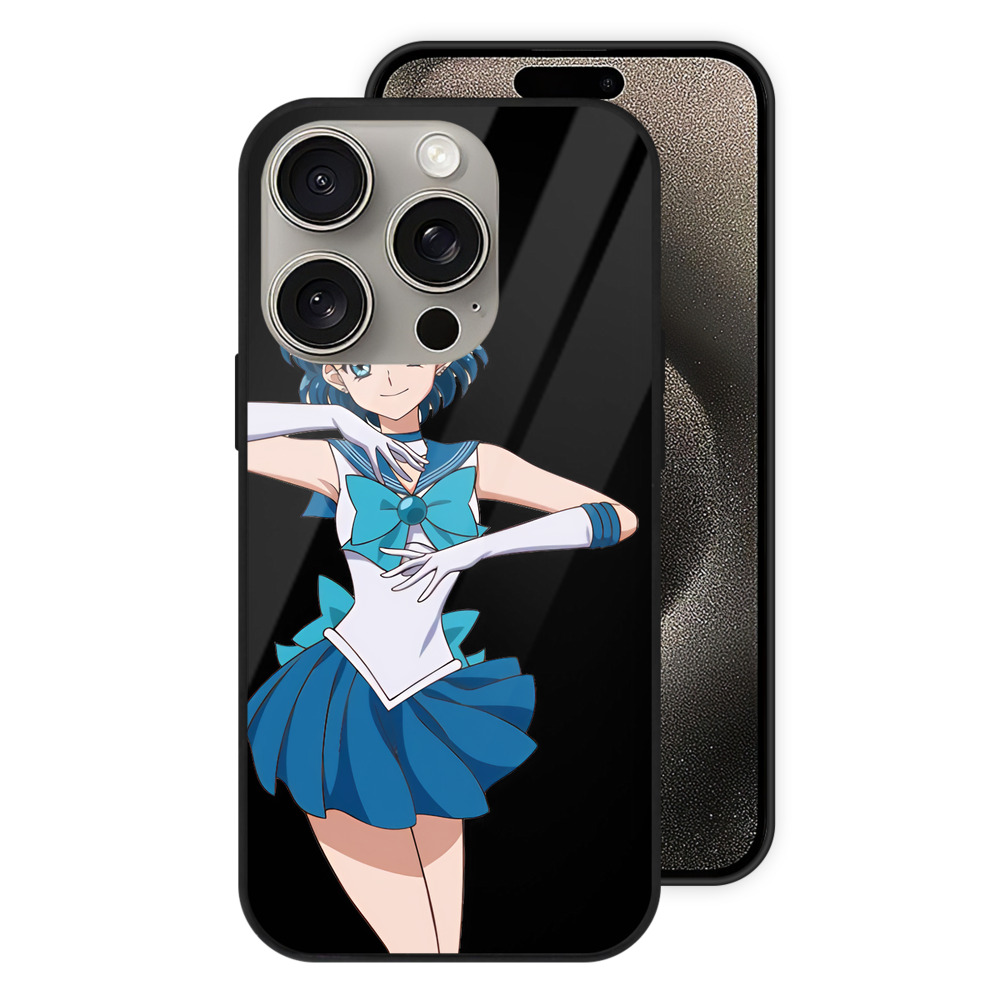 （画像用） 美少女戦士セーラームーン 水野 亜美 みずの あみ Sailor Moon Mizuno Ami 【iPhone15Pro対応】スマホケース 耐衝撃＆黄変防止 背面ガラス