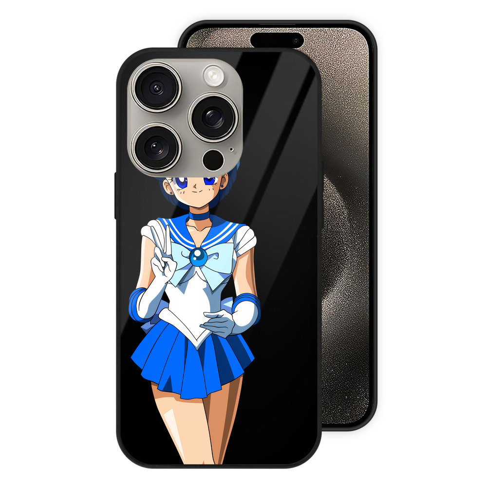 （画像用） 美少女戦士セーラームーン 水野 亜美 みずの あみ Sailor Moon Mizuno Ami 【iPhone15Pro対応】スマホケース 耐衝撃＆黄変防止 背面ガラス