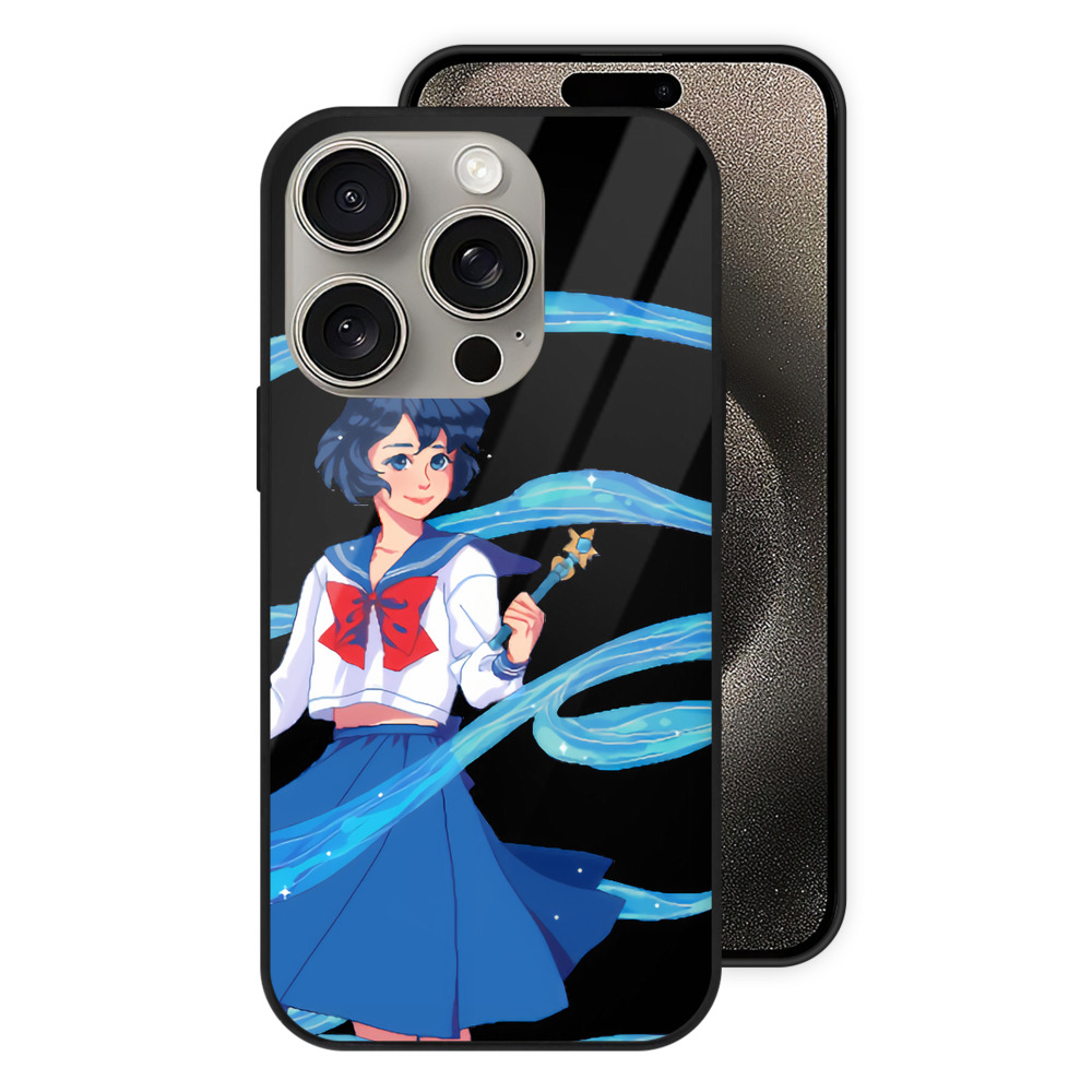 （画像用） 美少女戦士セーラームーン 水野 亜美 みずの あみ Sailor Moon Mizuno Ami 【iPhone15Pro対応】スマホケース 耐衝撃＆黄変防止 背面ガラス