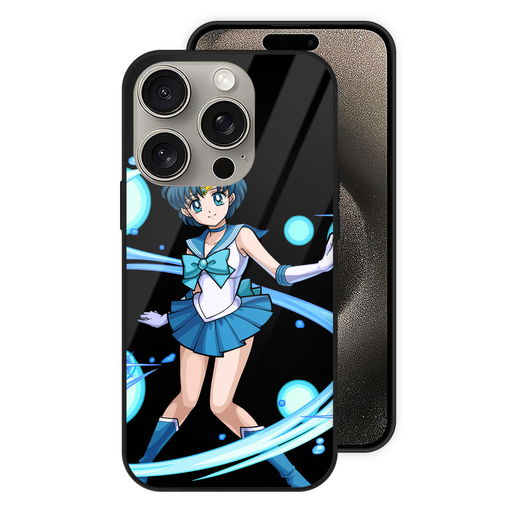 （画像用） 美少女戦士セーラームーン 水野 亜美 みずの あみ Sailor Moon Mizuno Ami 【iPhone15Pro対応】スマホケース 耐衝撃＆黄変防止 背面ガラス