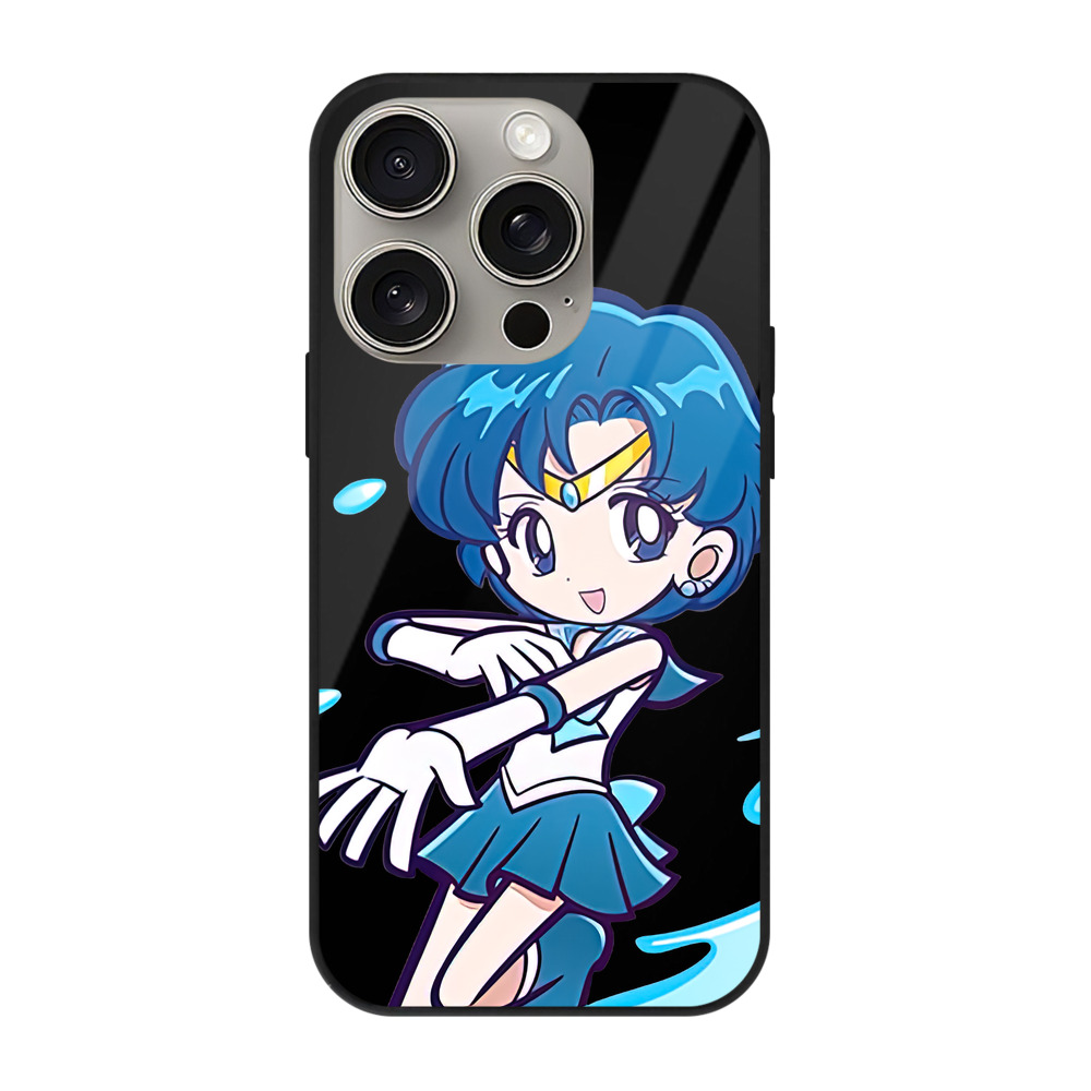 （画像用） 美少女戦士セーラームーン 水野 亜美 みずの あみ Sailor Moon Mizuno Ami 【iPhone15Pro対応】スマホケース 耐衝撃＆黄変防止 背面ガラス