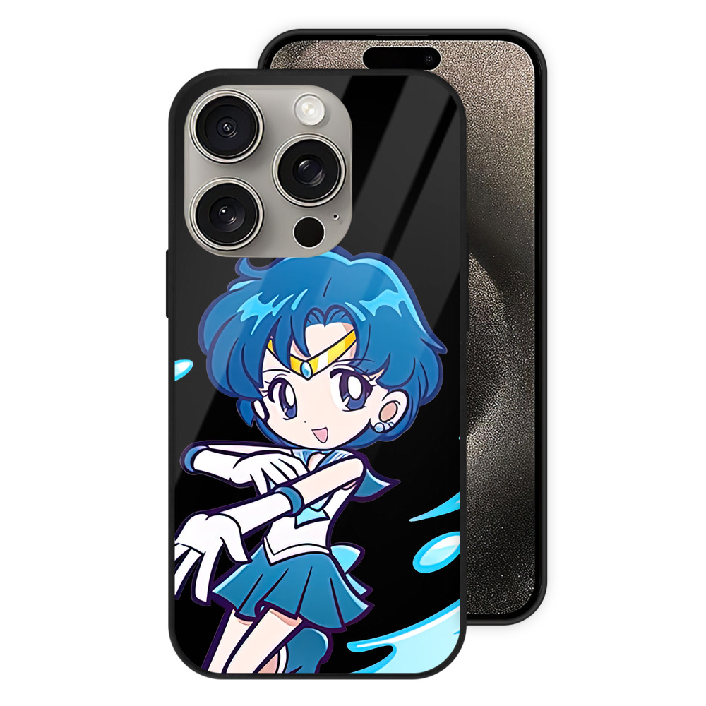 （画像用） 美少女戦士セーラームーン 水野 亜美 みずの あみ Sailor Moon Mizuno Ami 【iPhone15Pro対応】スマホケース 耐衝撃＆黄変防止 背面ガラス