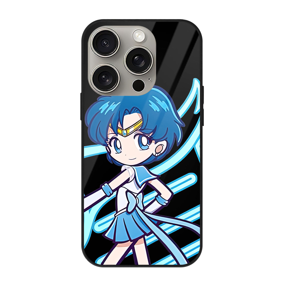 （画像用） 美少女戦士セーラームーン 水野 亜美 みずの あみ Sailor Moon Mizuno Ami 【iPhone15Pro対応】スマホケース 耐衝撃＆黄変防止 背面ガラス
