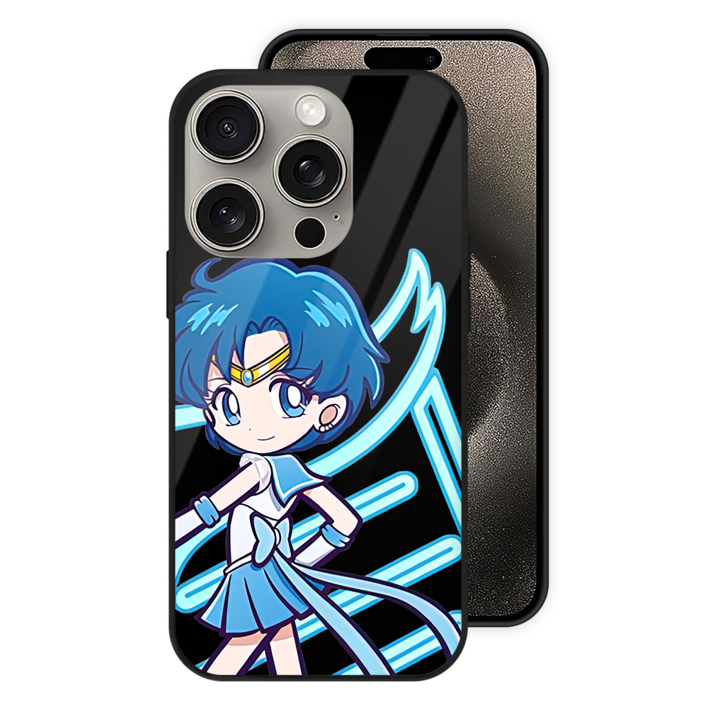 （画像用） 美少女戦士セーラームーン 水野 亜美 みずの あみ Sailor Moon Mizuno Ami 【iPhone15Pro対応】スマホケース 耐衝撃＆黄変防止 背面ガラス