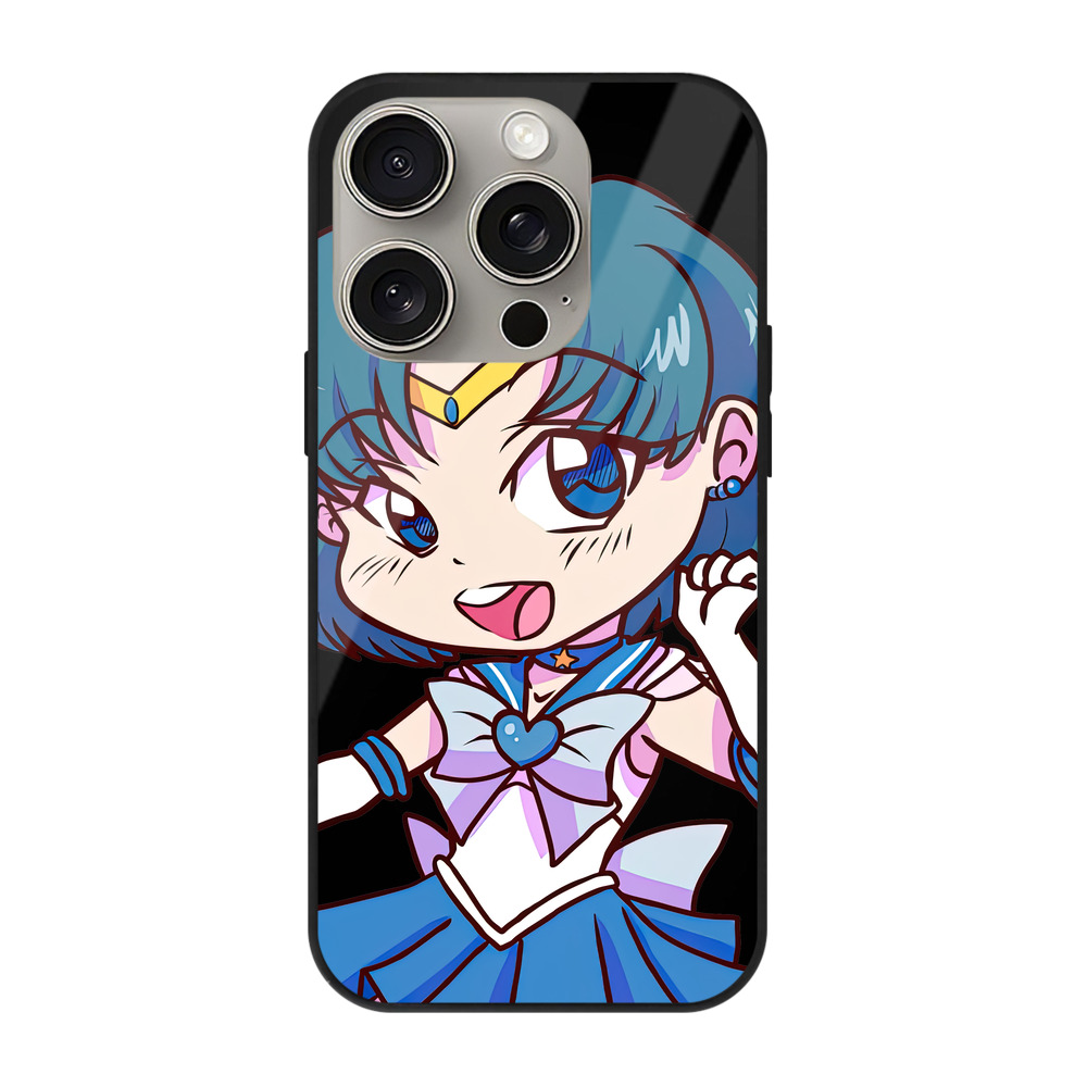（画像用） 美少女戦士セーラームーン 水野 亜美 みずの あみ Sailor Moon Mizuno Ami 【iPhone15Pro対応】スマホケース 耐衝撃＆黄変防止 背面ガラス