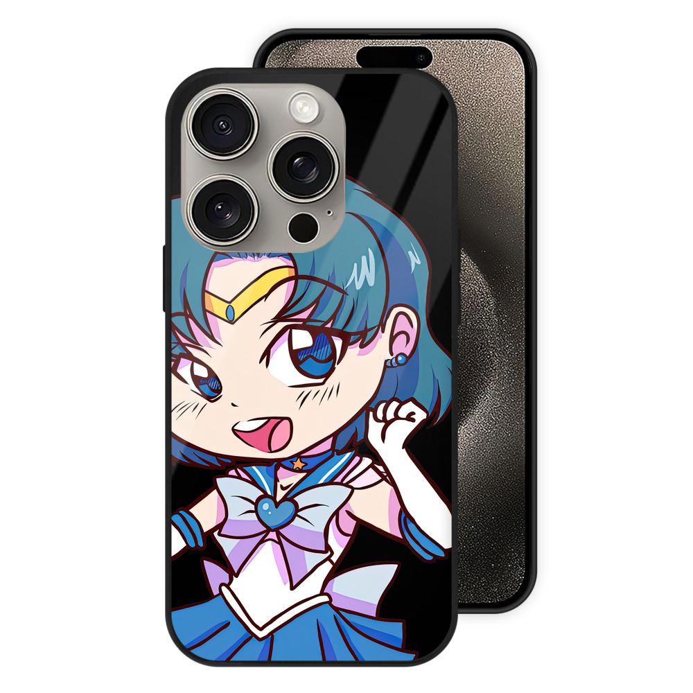 （画像用） 美少女戦士セーラームーン 水野 亜美 みずの あみ Sailor Moon Mizuno Ami 【iPhone15Pro対応】スマホケース 耐衝撃＆黄変防止 背面ガラス