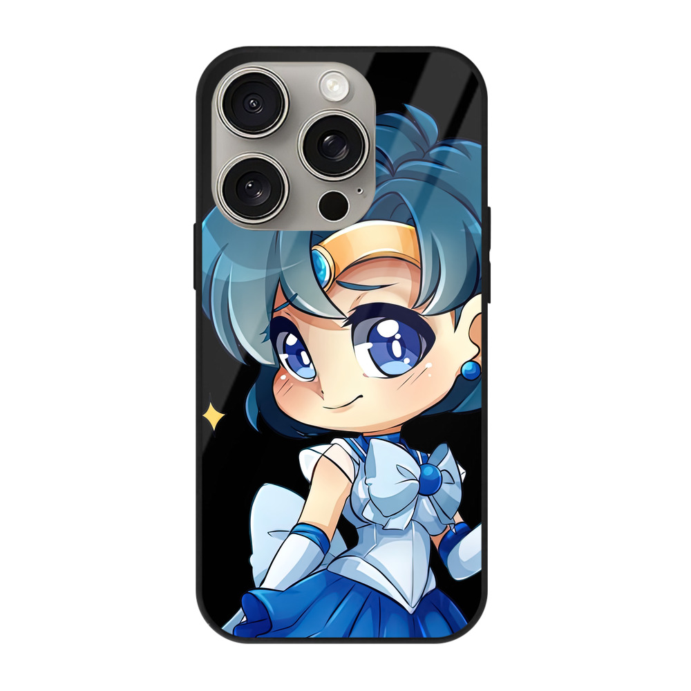 （画像用） 美少女戦士セーラームーン 水野 亜美 みずの あみ Sailor Moon Mizuno Ami 【iPhone15Pro対応】スマホケース 耐衝撃＆黄変防止 背面ガラス