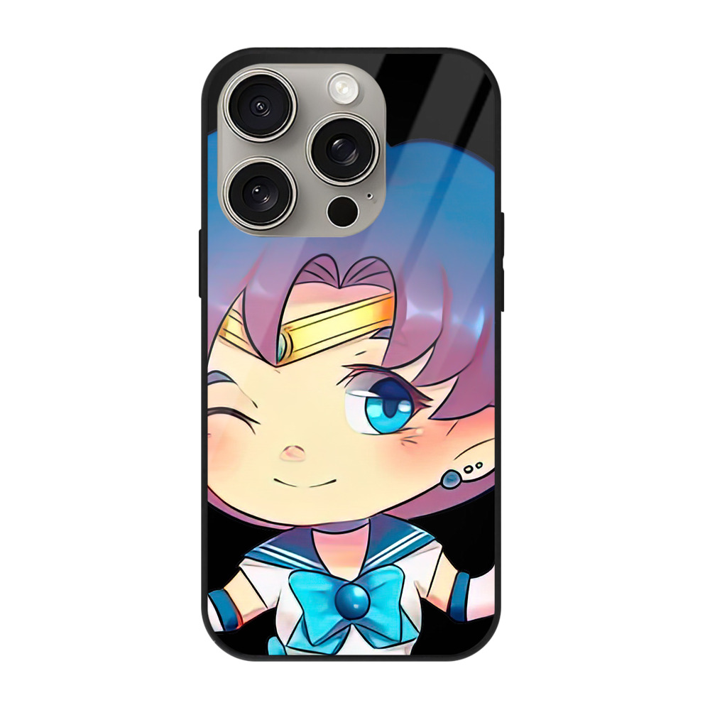 （画像用） 美少女戦士セーラームーン 水野 亜美 みずの あみ Sailor Moon Mizuno Ami 【iPhone15Pro対応】スマホケース 耐衝撃＆黄変防止 背面ガラス