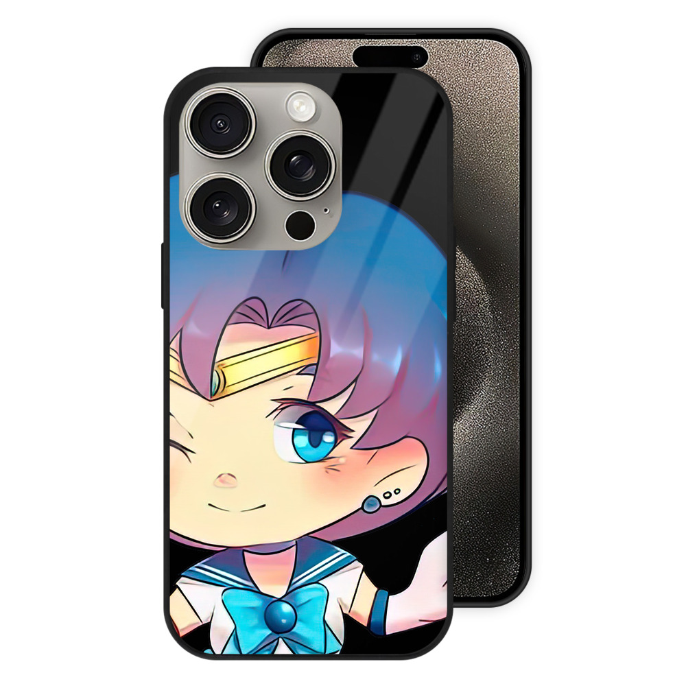（画像用） 美少女戦士セーラームーン 水野 亜美 みずの あみ Sailor Moon Mizuno Ami 【iPhone15Pro対応】スマホケース 耐衝撃＆黄変防止 背面ガラス