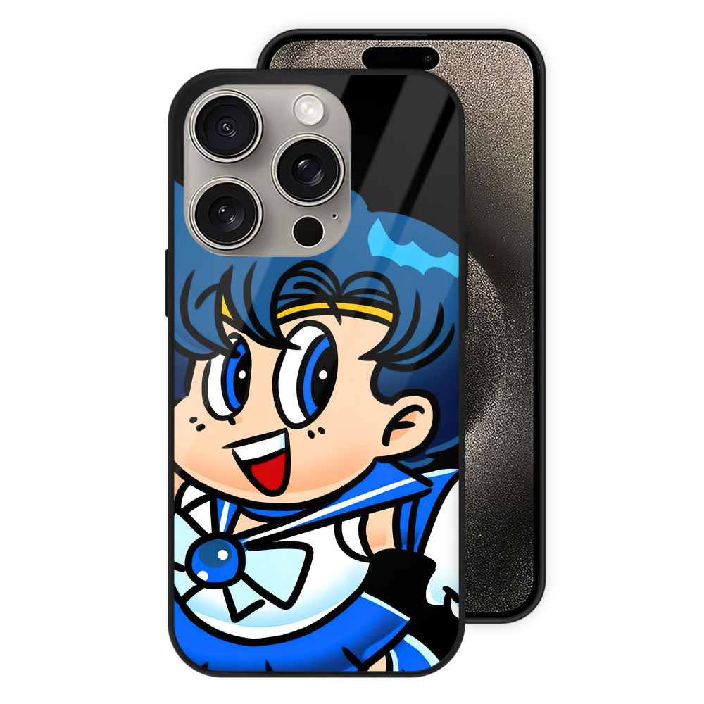 （画像用） 美少女戦士セーラームーン 水野 亜美 みずの あみ Sailor Moon Mizuno Ami 【iPhone15Pro対応】スマホケース 耐衝撃＆黄変防止 背面ガラス