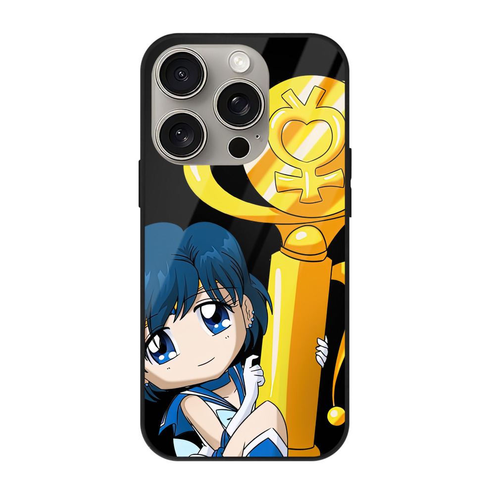 （画像用） 美少女戦士セーラームーン 水野 亜美 みずの あみ Sailor Moon Mizuno Ami 【iPhone15Pro対応】スマホケース 耐衝撃＆黄変防止 背面ガラス