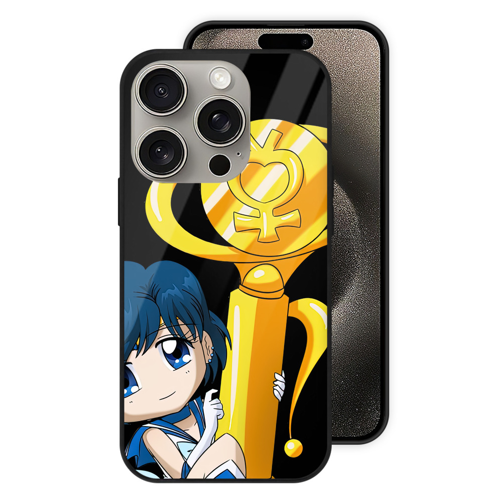 （画像用） 美少女戦士セーラームーン 水野 亜美 みずの あみ Sailor Moon Mizuno Ami 【iPhone15Pro対応】スマホケース 耐衝撃＆黄変防止 背面ガラス