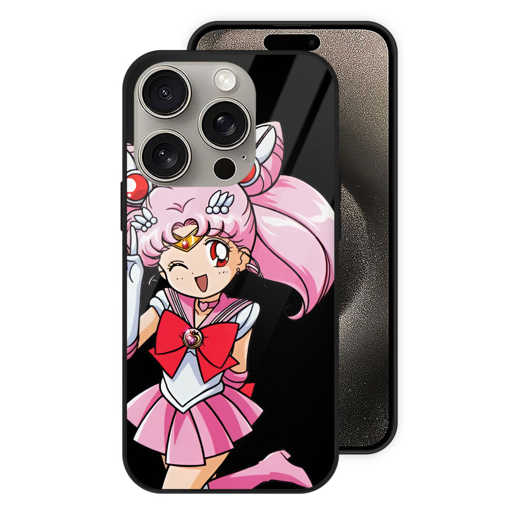 （画像用） 美少女戦士セーラームーン ちびうさ Sailor Moon Chibiusa Tsukino Usagi Small Lady Serenity 【iPhone15Pro対応】スマホケース 耐衝撃＆黄変防止 背面ガラス