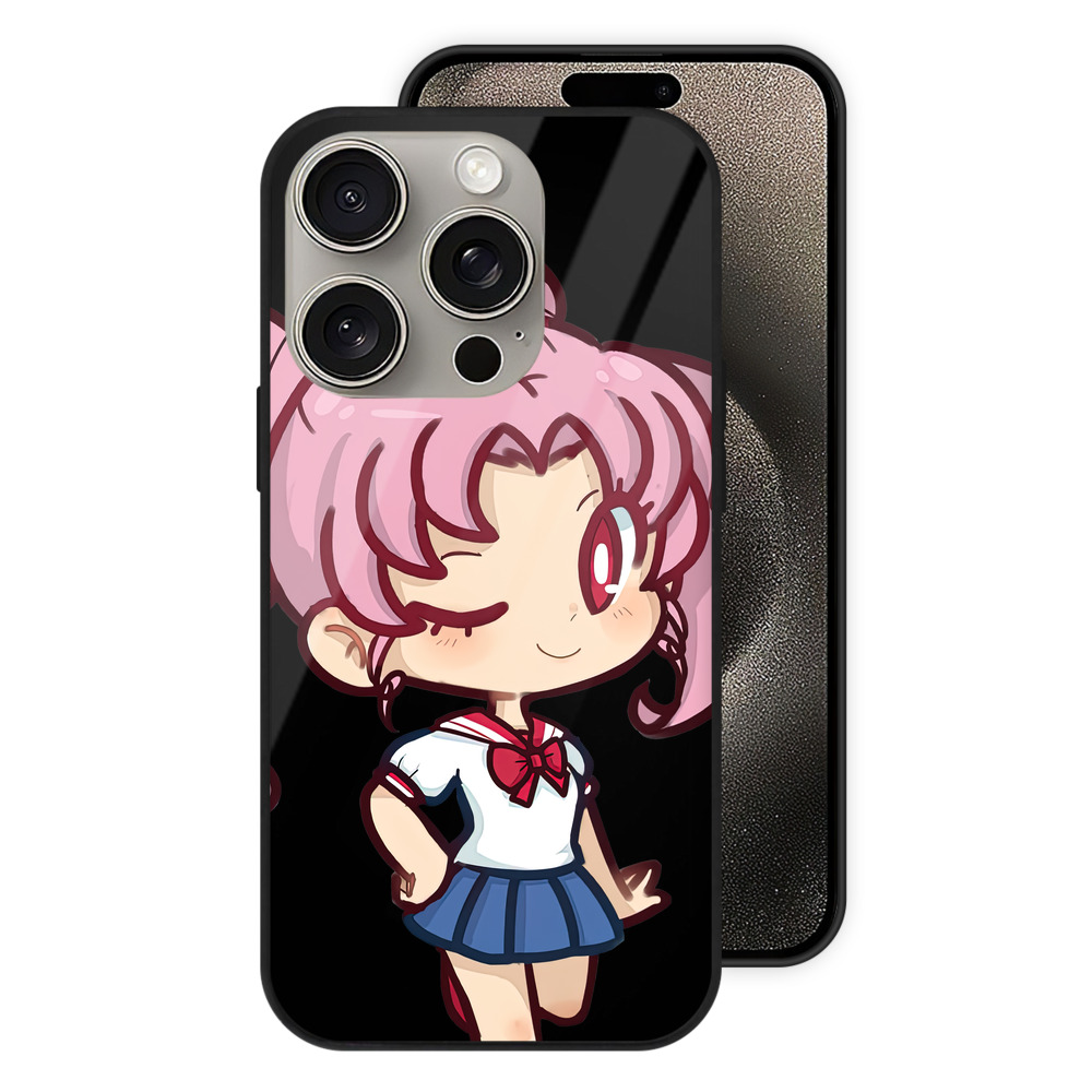 （画像用） 美少女戦士セーラームーン ちびうさ Sailor Moon Chibiusa Tsukino Usagi Small Lady Serenity 【iPhone15Pro対応】スマホケース 耐衝撃＆黄変防止 背面ガラス