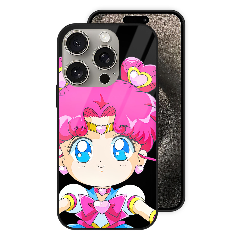 （画像用） 美少女戦士セーラームーン ちびうさ Sailor Moon Chibiusa Tsukino Usagi Small Lady Serenity 【iPhone15Pro対応】スマホケース 耐衝撃＆黄変防止 背面ガラス
