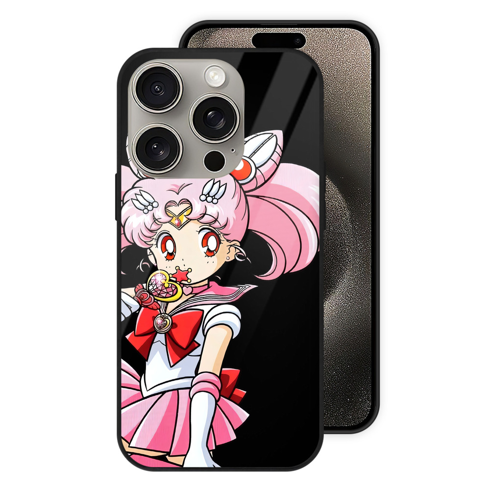 （画像用） 美少女戦士セーラームーン ちびうさ Sailor Moon Chibiusa Tsukino Usagi Small Lady Serenity 【iPhone15Pro対応】スマホケース 耐衝撃＆黄変防止 背面ガラス