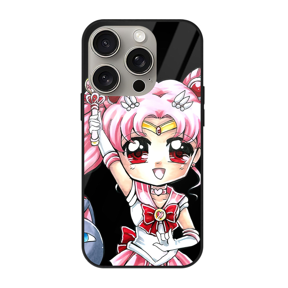（画像用） 美少女戦士セーラームーン ちびうさ Sailor Moon Chibiusa Tsukino Usagi Small Lady Serenity 【iPhone15Pro対応】スマホケース 耐衝撃＆黄変防止 背面ガラス