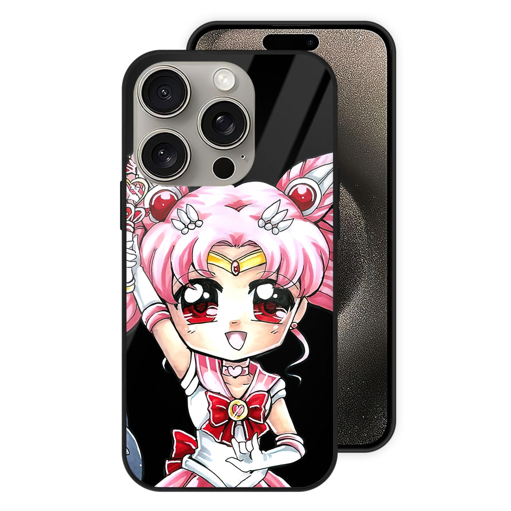 （画像用） 美少女戦士セーラームーン ちびうさ Sailor Moon Chibiusa Tsukino Usagi Small Lady Serenity 【iPhone15Pro対応】スマホケース 耐衝撃＆黄変防止 背面ガラス