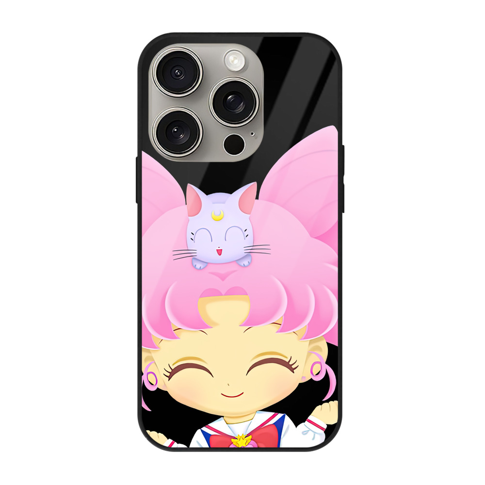 （画像用） 美少女戦士セーラームーン ちびうさ Sailor Moon Chibiusa Tsukino Usagi Small Lady Serenity 【iPhone15Pro対応】スマホケース 耐衝撃＆黄変防止 背面ガラス
