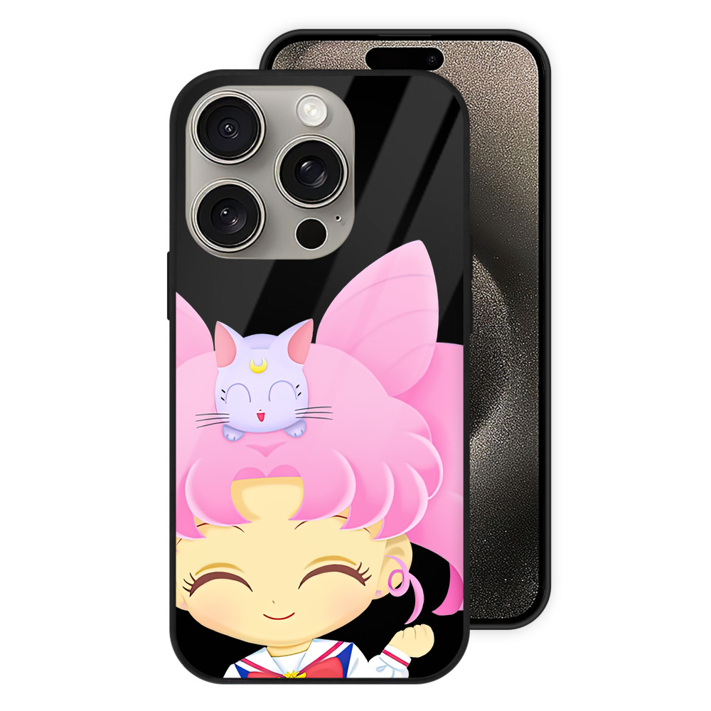 （画像用） 美少女戦士セーラームーン ちびうさ Sailor Moon Chibiusa Tsukino Usagi Small Lady Serenity 【iPhone15Pro対応】スマホケース 耐衝撃＆黄変防止 背面ガラス