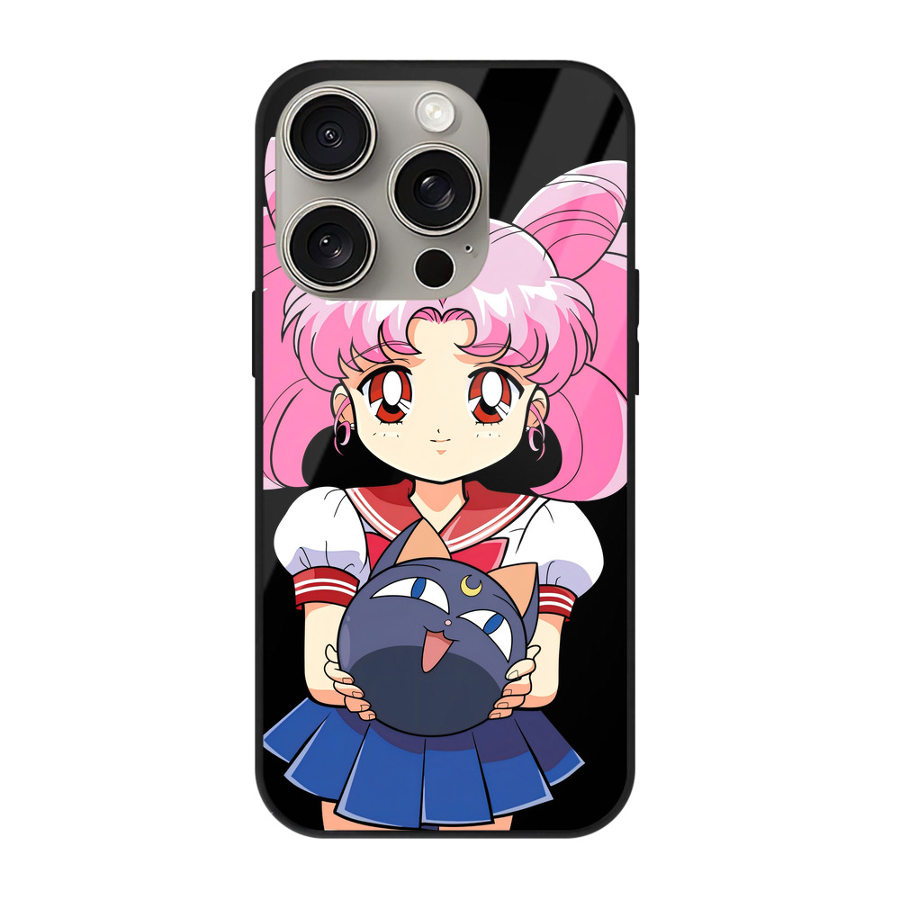 （画像用） 美少女戦士セーラームーン ちびうさ Sailor Moon Chibiusa Tsukino Usagi Small Lady Serenity 【iPhone15Pro対応】スマホケース 耐衝撃＆黄変防止 背面ガラス
