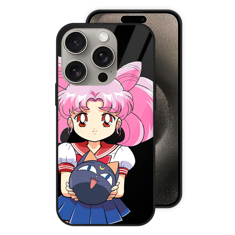 （画像用） 美少女戦士セーラームーン ちびうさ Sailor Moon Chibiusa Tsukino Usagi Small Lady Serenity 【iPhone15Pro対応】スマホケース 耐衝撃＆黄変防止 背面ガラス