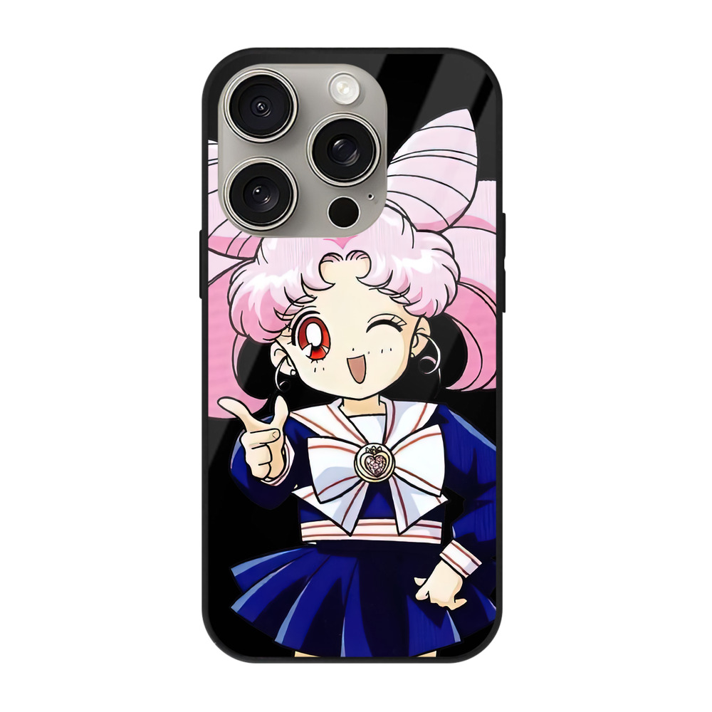 （画像用） 美少女戦士セーラームーン ちびうさ Sailor Moon Chibiusa Tsukino Usagi Small Lady Serenity 【iPhone15Pro対応】スマホケース 耐衝撃＆黄変防止 背面ガラス