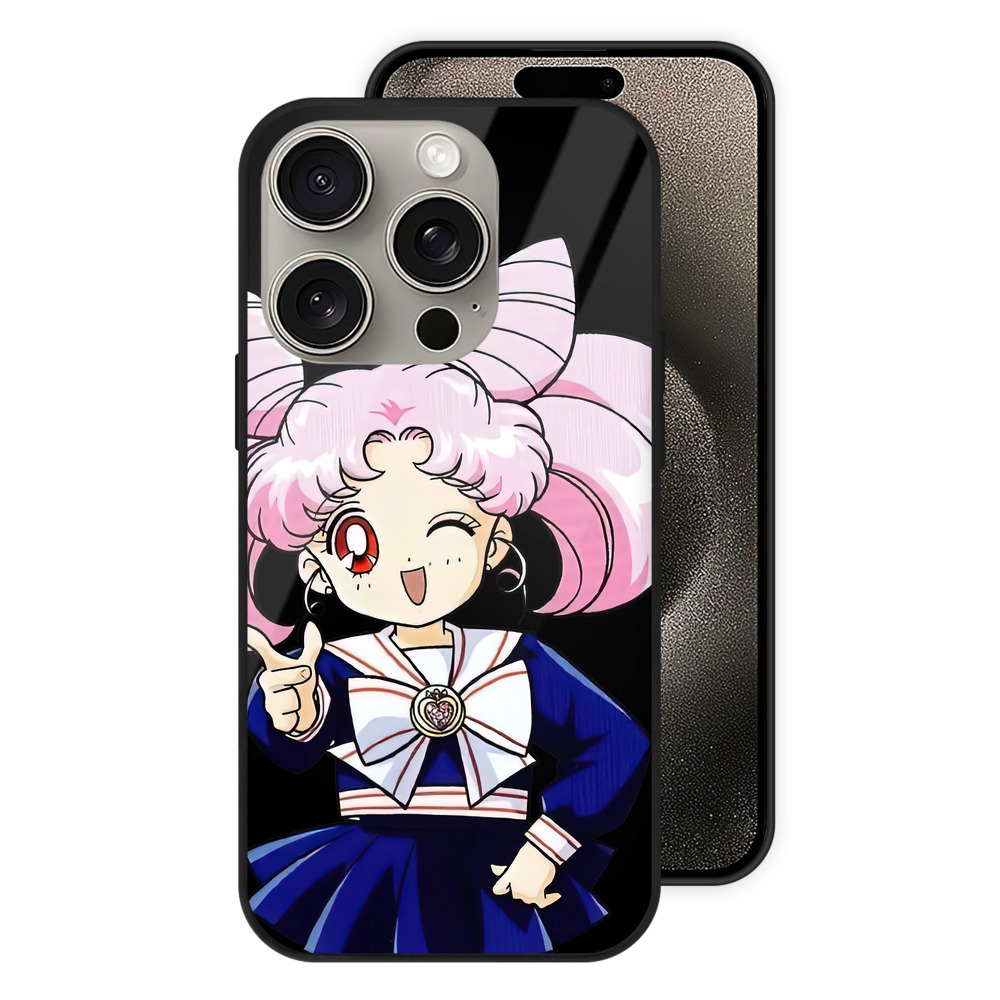 （画像用） 美少女戦士セーラームーン ちびうさ Sailor Moon Chibiusa Tsukino Usagi Small Lady Serenity 【iPhone15Pro対応】スマホケース 耐衝撃＆黄変防止 背面ガラス