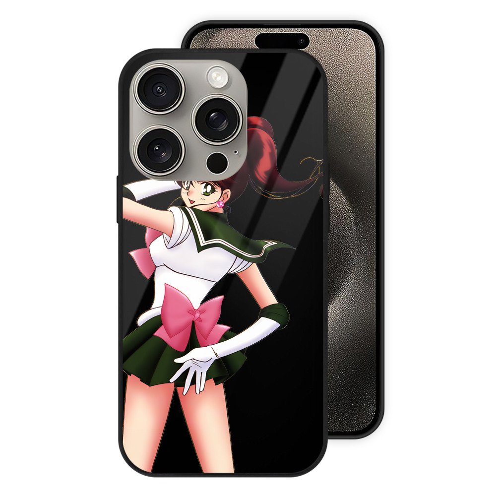 （画像用） 美少女戦士セーラームーン 木野 まこと きの まこと Sailor Moon Kino Makoto （セーラージュピター；Sailor Jupiter） 【iPhone15Pro対応】スマホケース 耐衝撃＆黄変防止 背面ガラス