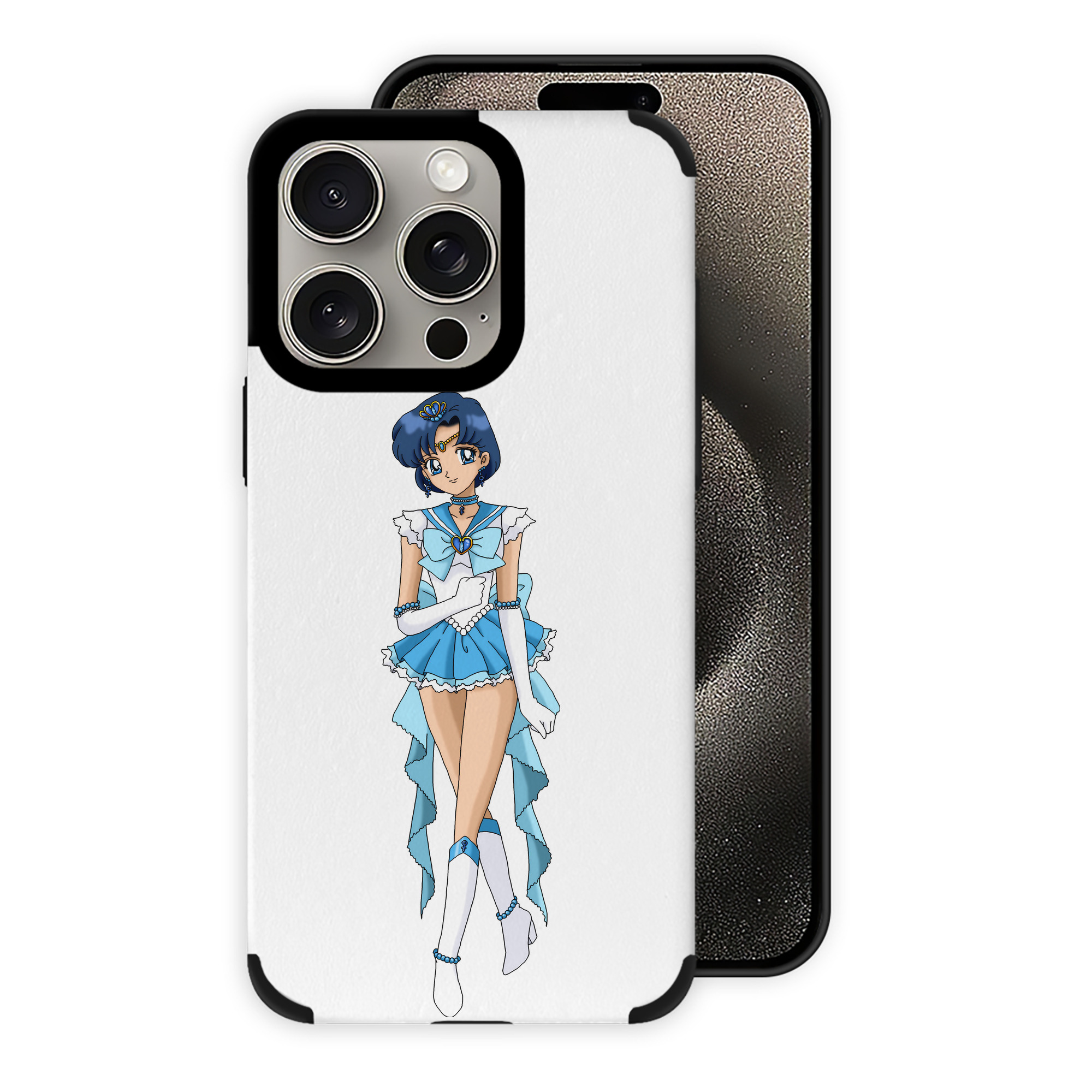 （画像用） 美少女戦士セーラームーン 水野 亜美 みずの あみ Sailor Moon Mizuno Ami 【iPhone15ProMax対応】 PUレザー スマホケース 耐衝撃＆黄変防止