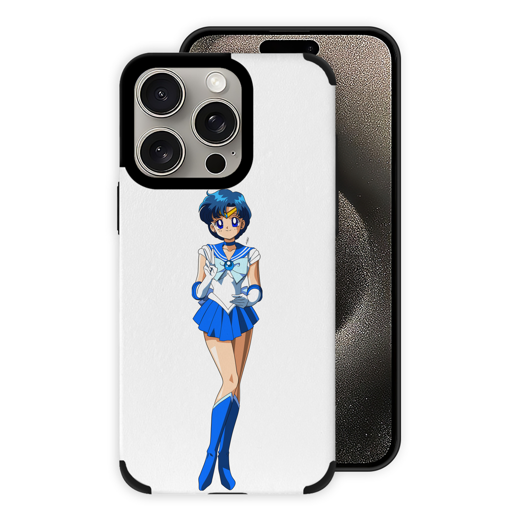 （画像用） 美少女戦士セーラームーン 水野 亜美 みずの あみ Sailor Moon Mizuno Ami 【iPhone15ProMax対応】 PUレザー スマホケース 耐衝撃＆黄変防止