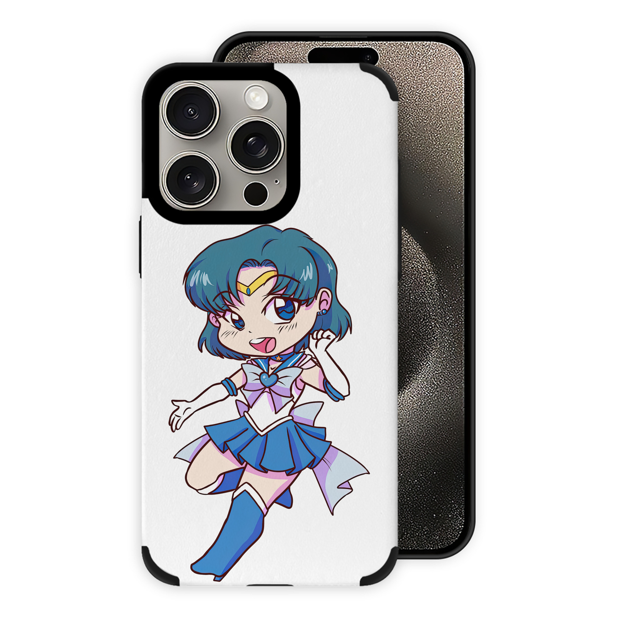 （画像用） 美少女戦士セーラームーン 水野 亜美 みずの あみ Sailor Moon Mizuno Ami 【iPhone15ProMax対応】 PUレザー スマホケース 耐衝撃＆黄変防止
