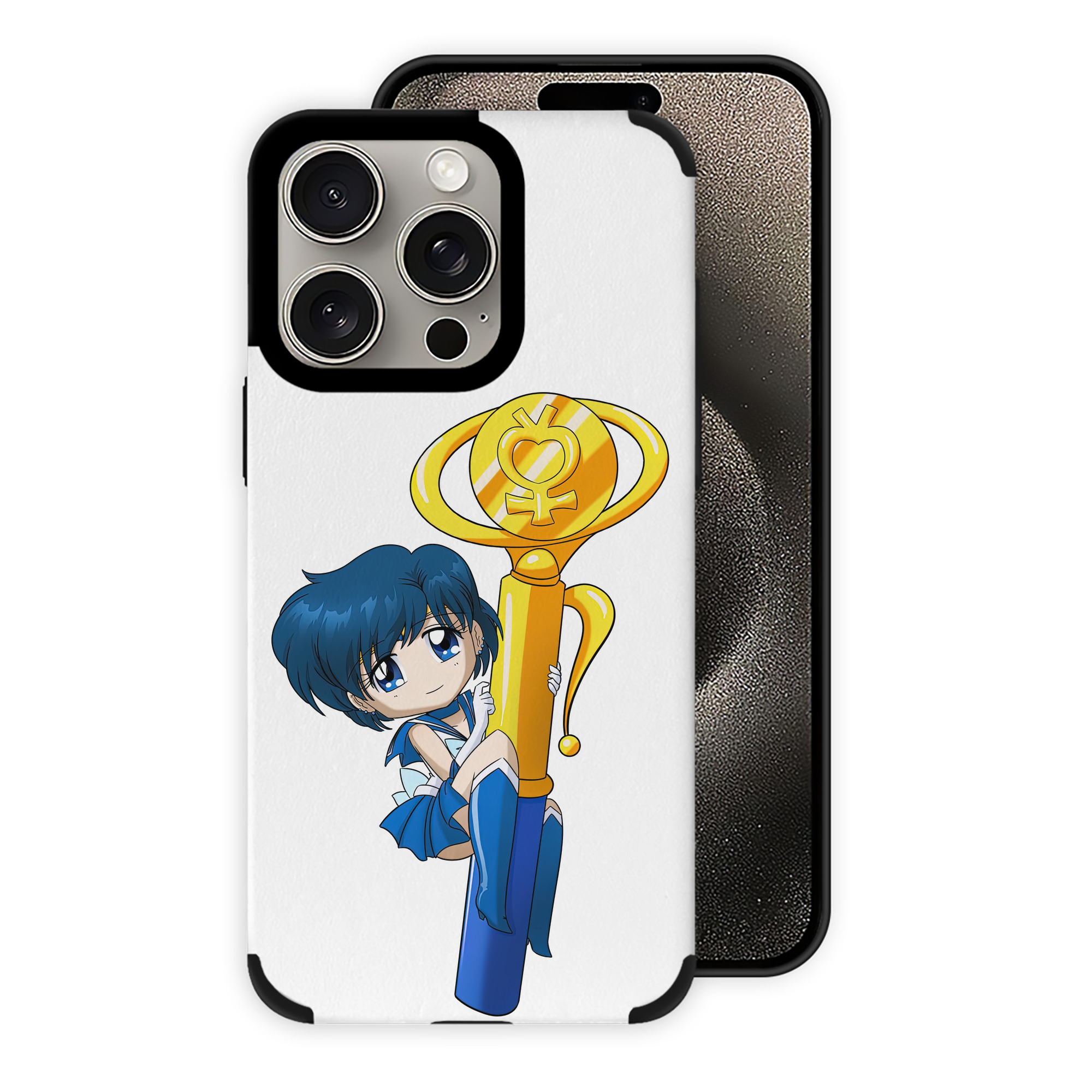 （画像用） 美少女戦士セーラームーン 水野 亜美 みずの あみ Sailor Moon Mizuno Ami 【iPhone15ProMax対応】 PUレザー スマホケース 耐衝撃＆黄変防止
