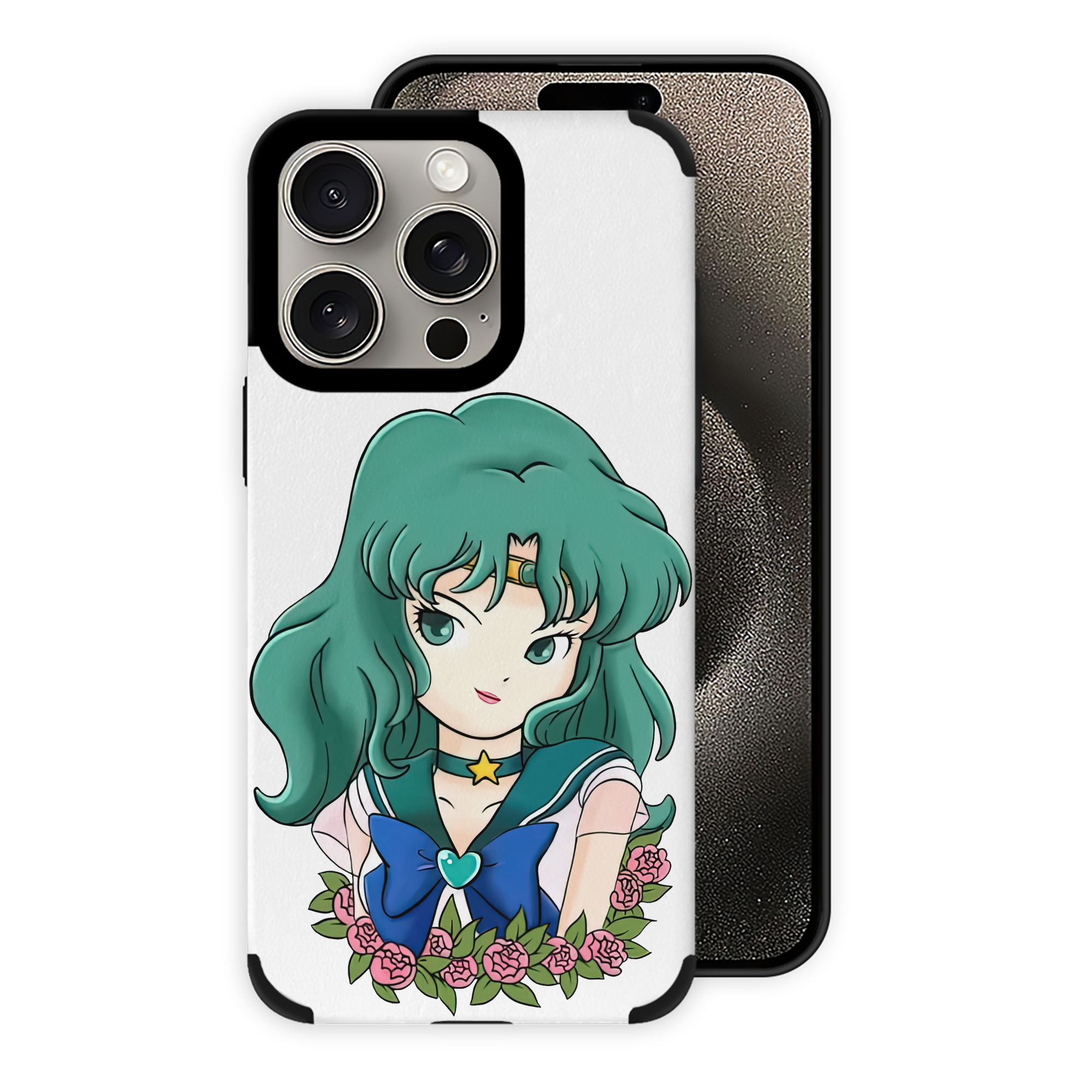 （画像用） 美少女戦士セーラームーン 海王 みちる（かいおう みちる） Sailor Moon Kaiou Michiru 【iPhone15ProMax対応】 PUレザー スマホケース 耐衝撃＆黄変防止