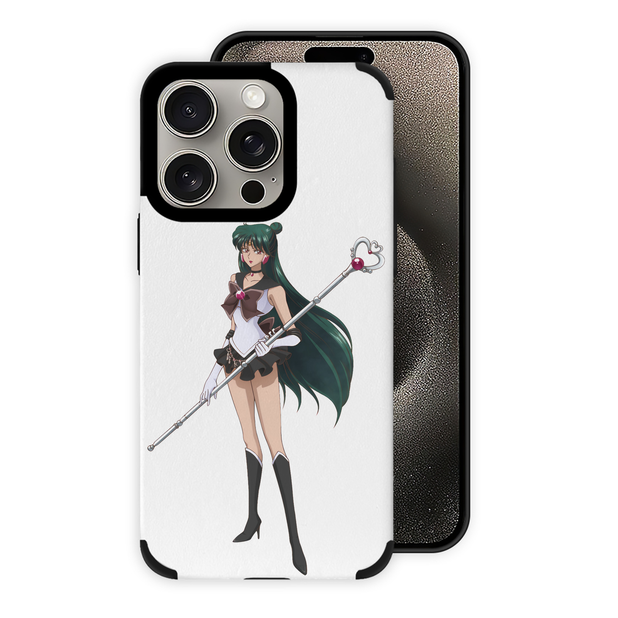 （画像用） 美少女戦士セーラームーン 冥王せつな Sailor Moon Meiou Setsuna 【iPhone15ProMax対応】 PUレザー スマホケース 耐衝撃＆黄変防止