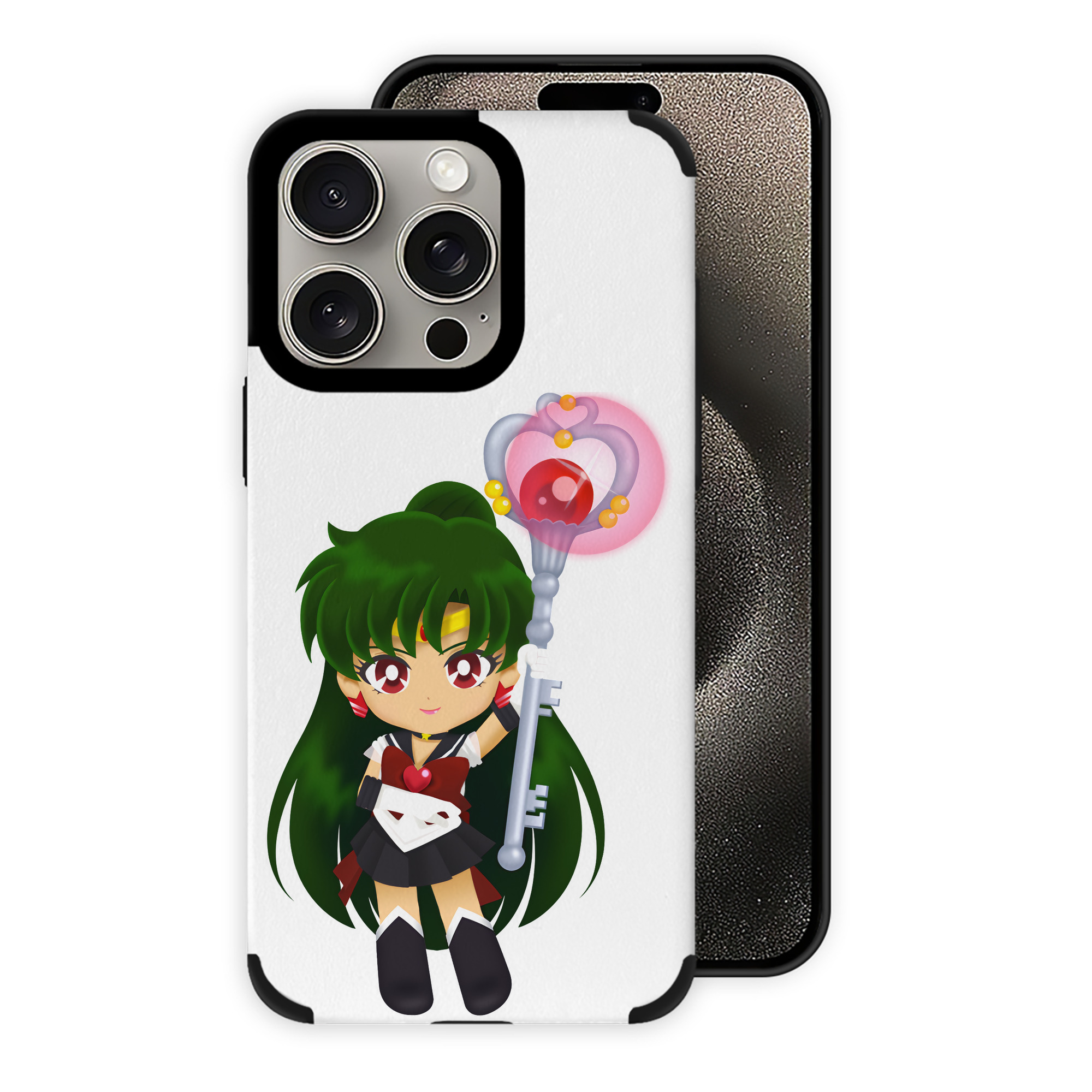 （画像用） 美少女戦士セーラームーン 冥王せつな Sailor Moon Meiou Setsuna 【iPhone15ProMax対応】 PUレザー スマホケース 耐衝撃＆黄変防止