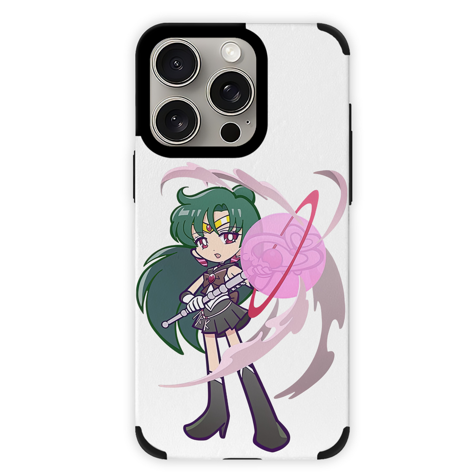 （画像用） 美少女戦士セーラームーン 冥王せつな Sailor Moon Meiou Setsuna 【iPhone15ProMax対応】 PUレザー スマホケース 耐衝撃＆黄変防止