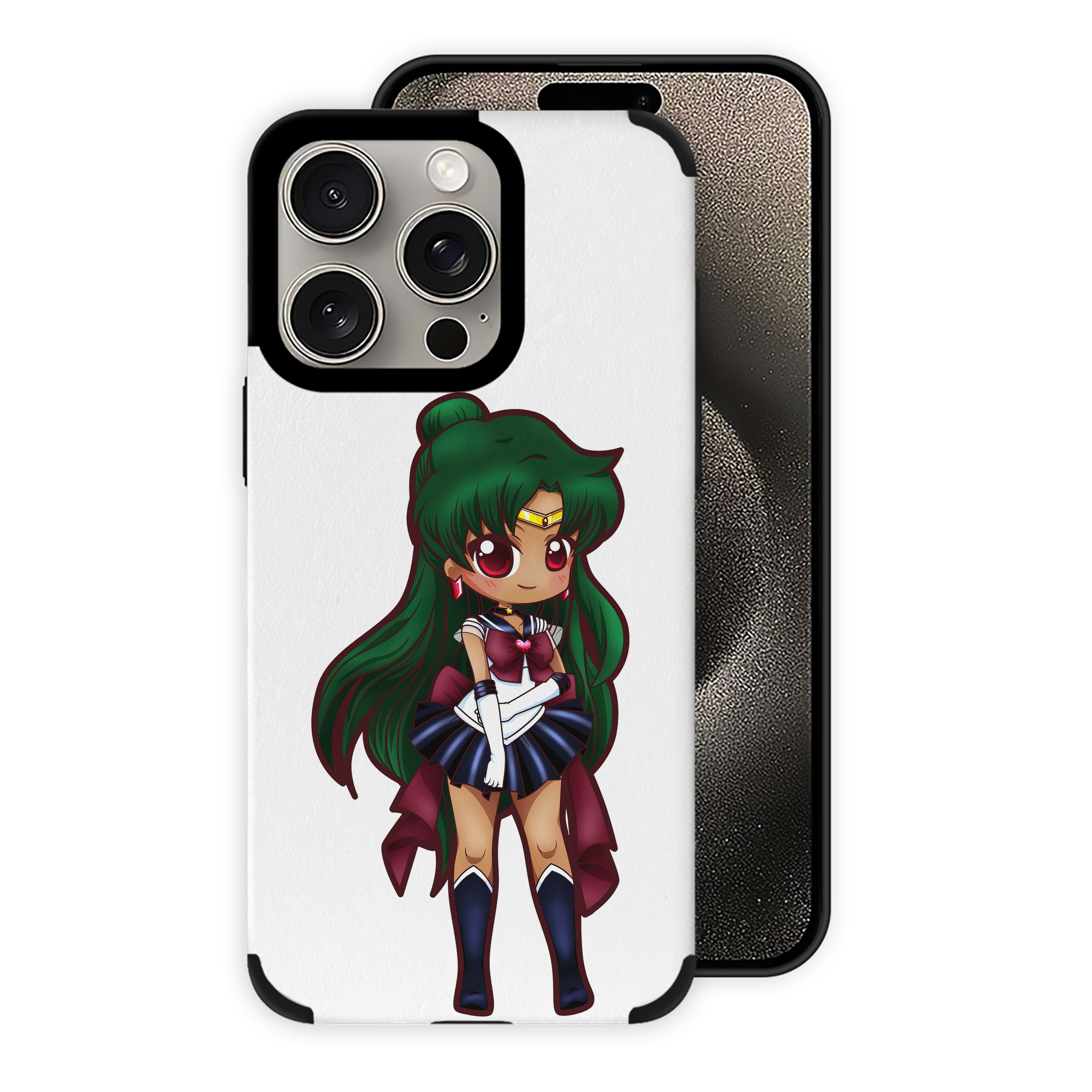 （画像用） 美少女戦士セーラームーン 冥王せつな Sailor Moon Meiou Setsuna 【iPhone15ProMax対応】 PUレザー スマホケース 耐衝撃＆黄変防止