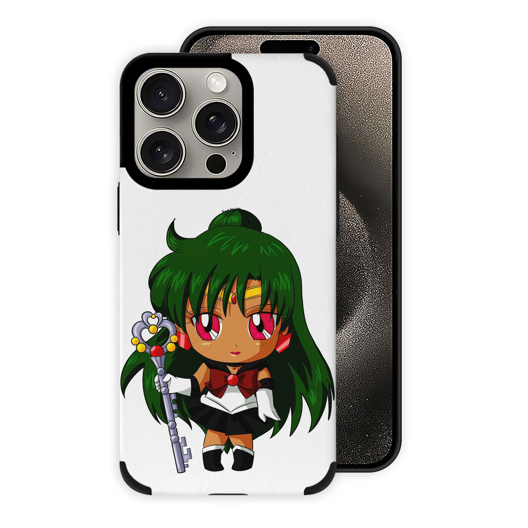（画像用） 美少女戦士セーラームーン 冥王せつな Sailor Moon Meiou Setsuna 【iPhone15ProMax対応】 PUレザー スマホケース 耐衝撃＆黄変防止