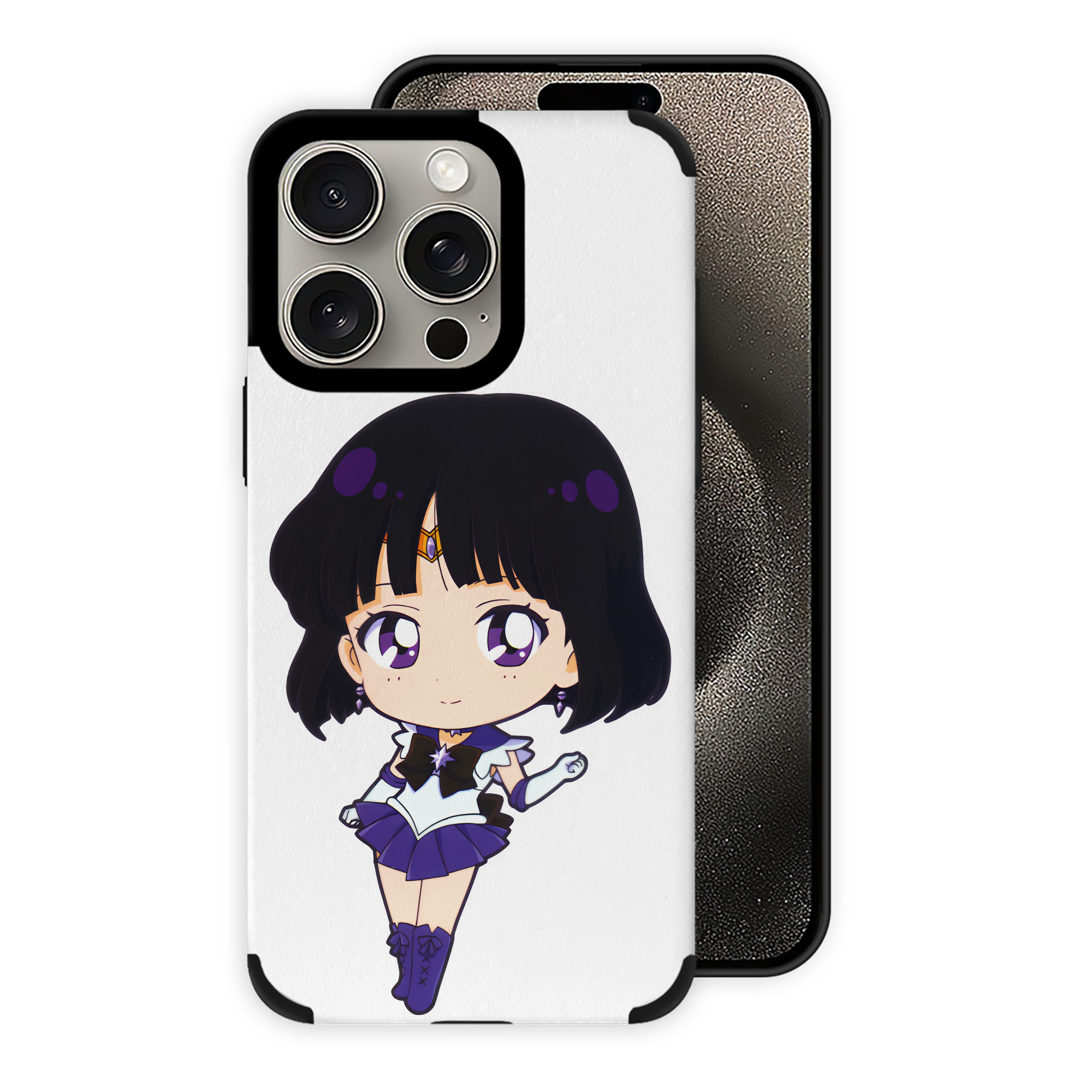 （画像用） 美少女戦士セーラームーン 土萠ほたる Sailor Moon Tomoe Hotaru （セーラーサターン；Sailor Saturn） 【iPhone15ProMax対応】 PUレザー スマホケース 耐衝撃＆黄変防止